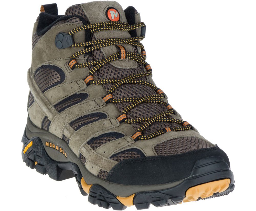 Merrell Hiking Boots Olive - Moab 2 Mid Ventilator Wide Width - Mens 91MGWFIRD